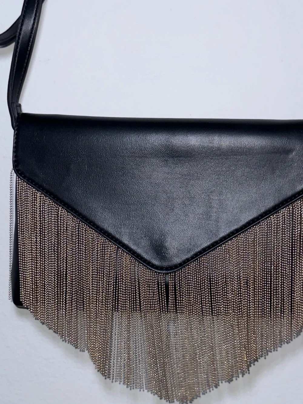 Express Black Gold Chain Fringe Crossbody Statement Bag | Brand New with Tags